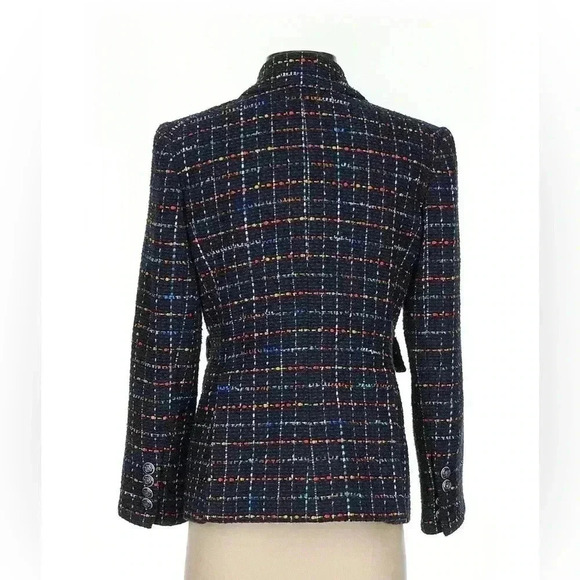 Veronica Beard Dickey Blazer Size 2 Tweed Jacket Rumer Double Breasted Navy Red - Picture 4 of 11